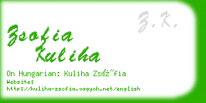 zsofia kuliha business card